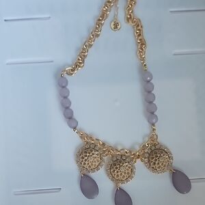 Vintage Elegant Gold and Purple Necklace Adjustable 17.5"-19.5"